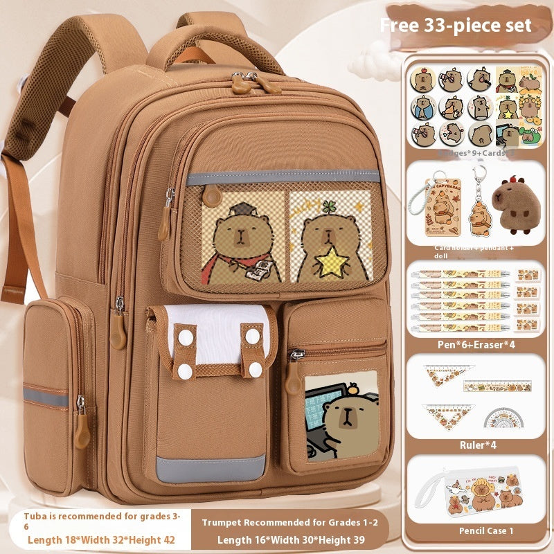 Cartoon Water Dolphin Kapibala Elementary School Backpack