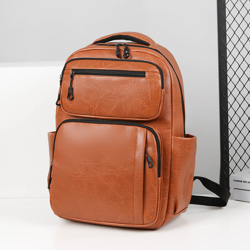 Large Capacity Men's Simple Business Commute Multi-space Black Backpack