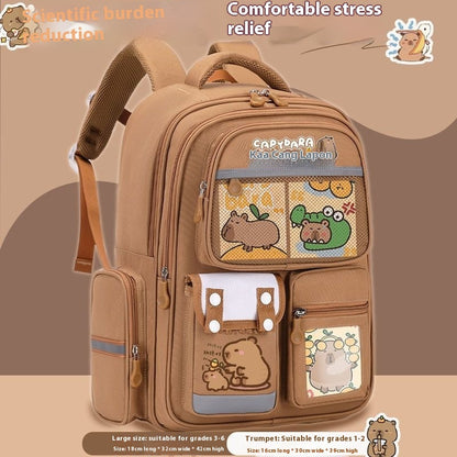 Cartoon Water Dolphin Kapibala Elementary School Backpack