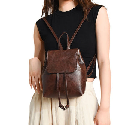Women's Retro Brown Drawstring Shoulder Bag