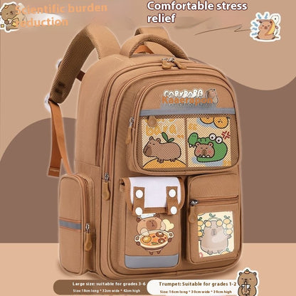 Cartoon Water Dolphin Kapibala Elementary School Backpack